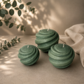 Nude Harmony spiral sphere candle set in sage green