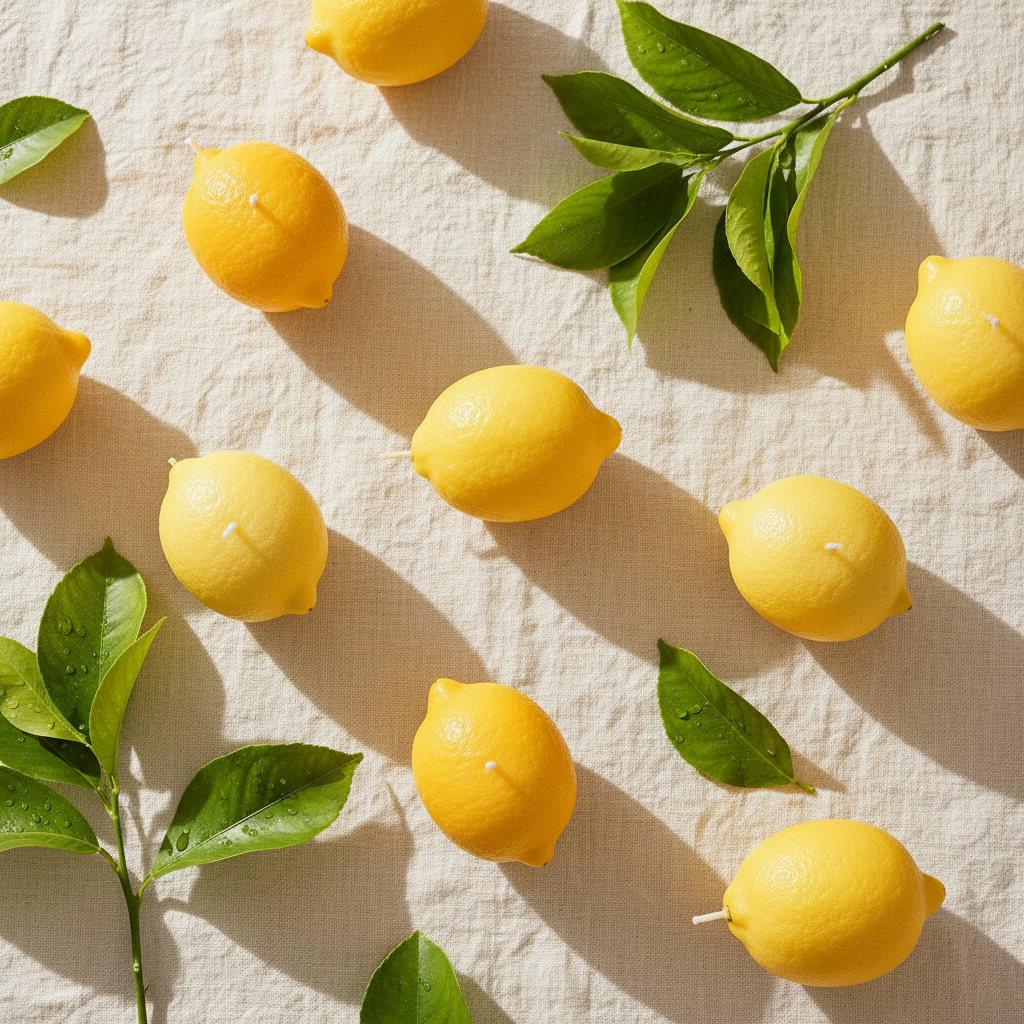 Lemon Candle Flat Lay